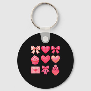 Valentines Day Hearts Leopard Coquette Bow Party W Key Ring