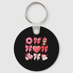 Valentines Day Hearts Leopard Coquette Bow Women G Key Ring