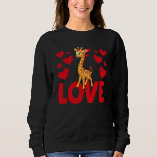 Valentine's Day Hearts Love Giraffe Animal Women Sweatshirt