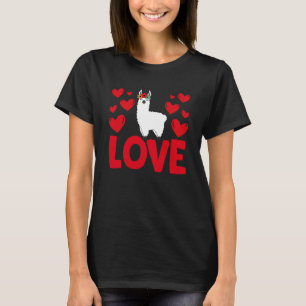 Valentine's Day Hearts Love Llama Animal Women 1 T-Shirt