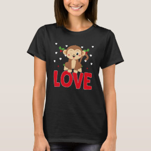 Valentine's Day Hearts Love Monkey Animal Women 1 T-Shirt