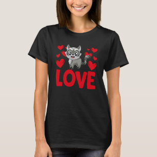 Valentine's Day Hearts Love Raccoon Animal Women T-Shirt
