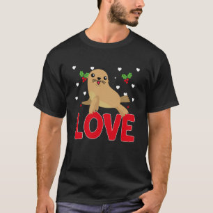 Valentine's Day Hearts Love Sea Lion Animal Women  T-Shirt