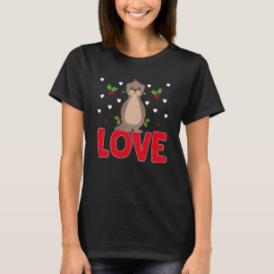 Valentine's Day Hearts Love Sea Otter Animal Women T-Shirt