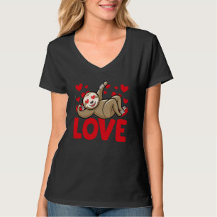 Valentine's Day Hearts Love Sloth Animal Women  1 T-Shirt