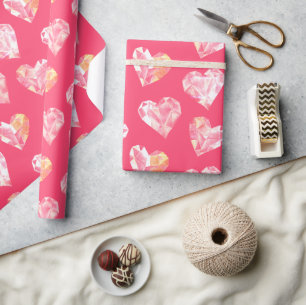 Valentine's Day Hearts on Dark Pink Base Wrapping Paper
