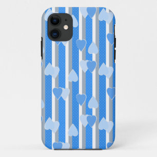Valentine's Day hearts on striped background Case-Mate iPhone Case