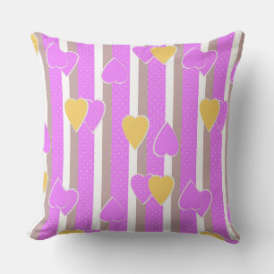 Valentine's Day hearts on striped background   Cushion