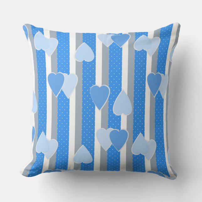 Valentine's Day hearts on striped background  Cushion (Front)