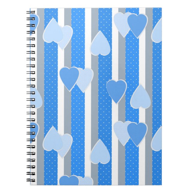 Valentine's Day hearts on striped background  Notebook (Front)