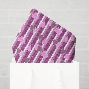 Valentine's Day hearts on striped background  Tissue Paper