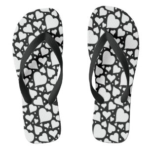 Valentine's Day Hearts Pattern. Custom BG Colour! Jandals