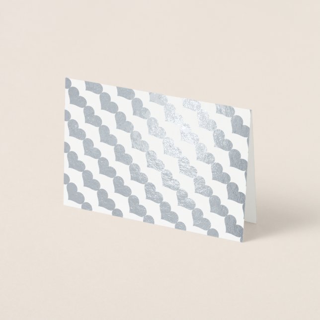 Valentines Day Hearts Pattern in Silver Foil Foil Card (Front)