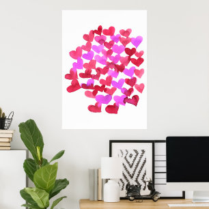 Valentine's day hearts - pink and magenta poster