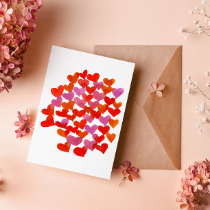 Valentine's day hearts - pink and orange card