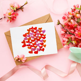 Valentine's day hearts -pink and orange postcard