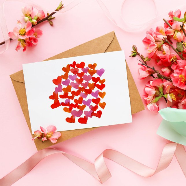 Valentine's day hearts -pink and orange postcard (Creator Uploaded)