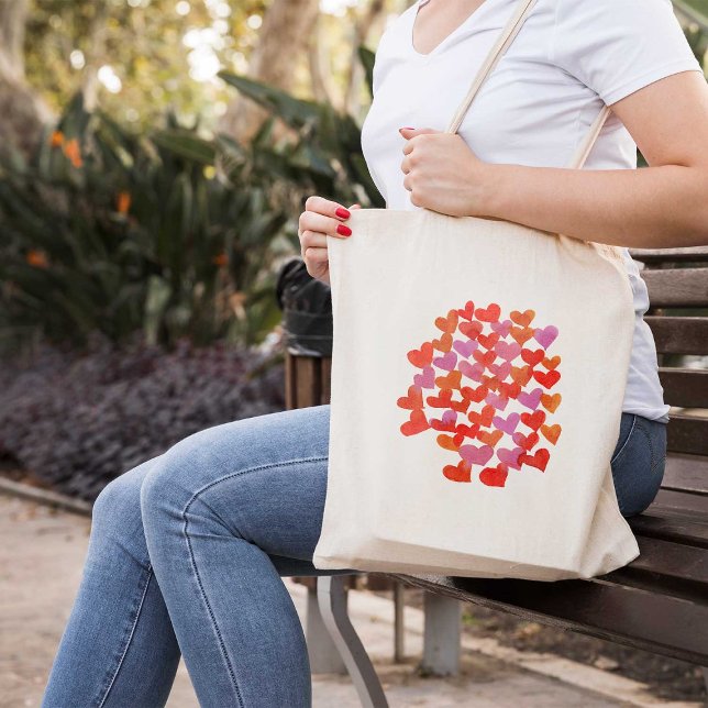 Valentine's day hearts - pink and orange tote bag (Creator Uploaded)