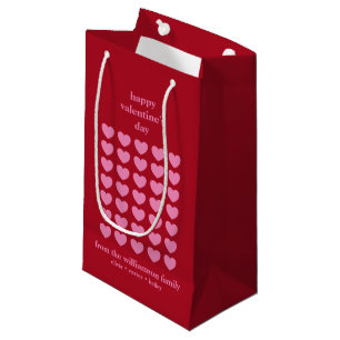 Valentine's Day Hearts   Pink and Red Personalised Small Gift Bag