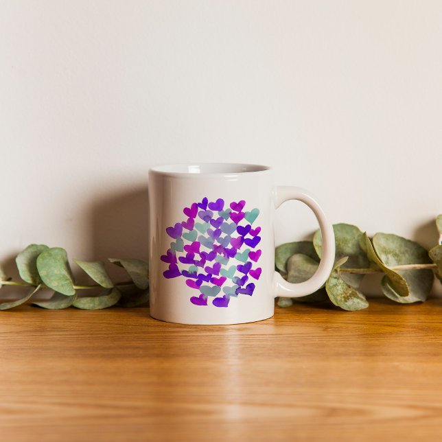 Valentine's day hearts - purple and aqua coffee mug (Creator Uploaded)