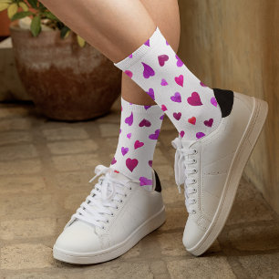 Valentine's day hearts - purple and viva magenta socks
