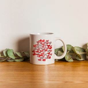 Valentine's day hearts - red and grey coffee mug