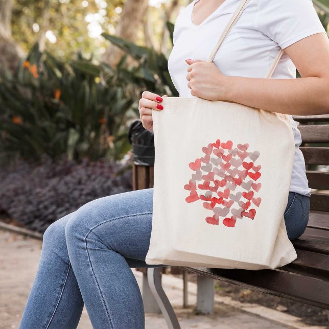 Valentine's day hearts - red and grey tote bag (Creator Uploaded)