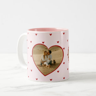 Valentine's Day Hearts Red Pink Photo Two-Tone Coffee Mug