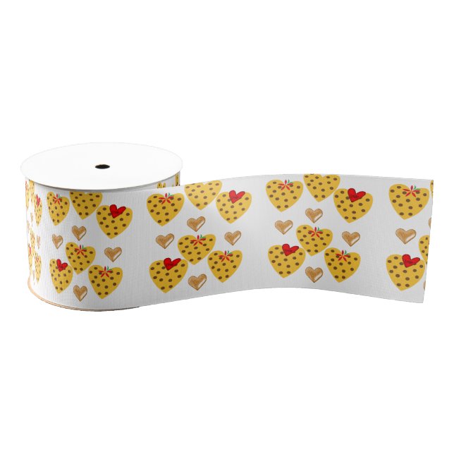 Valentine's Day Hearts Ribbon Grosgrain Ribbon (Spool)