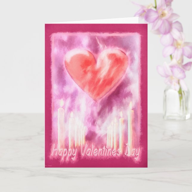 Valentines Day HEARTS ROSES AND CANDLES Card (Orchid)
