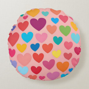Valentine's Day Hearts Round Cushion