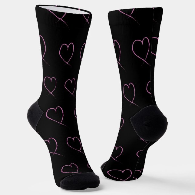 Valentines Day Hearts Scribbles Socks (Angled)