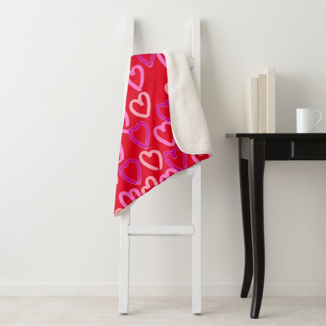 Valentines Day Hearts  Sherpa Blanket (In Situ)