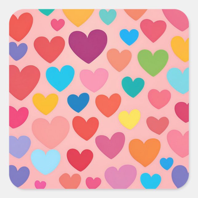 Valentine's Day Hearts Square Sticker (Front)
