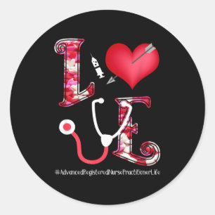 Valentines Day Hearts Stethoscope Love Arnp Nurse Classic Round Sticker