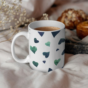 Valentine's day hearts - teal coffee mug