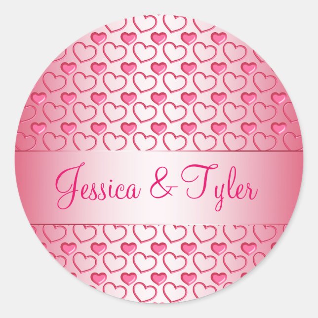 Valentine's Day. Hearts. Text. Classic Round Sticker (Front)