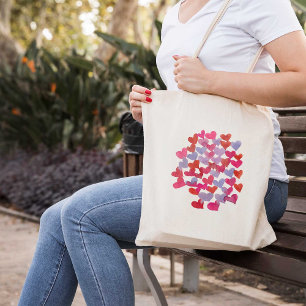 Valentine's day hearts - violet and magenta tote bag