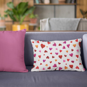 Valentine's day hearts - viva magenta and orange decorative cushion
