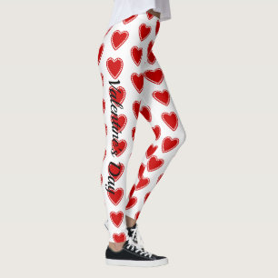 Valentine's Day Hearts White Leggings Yoga Pants
