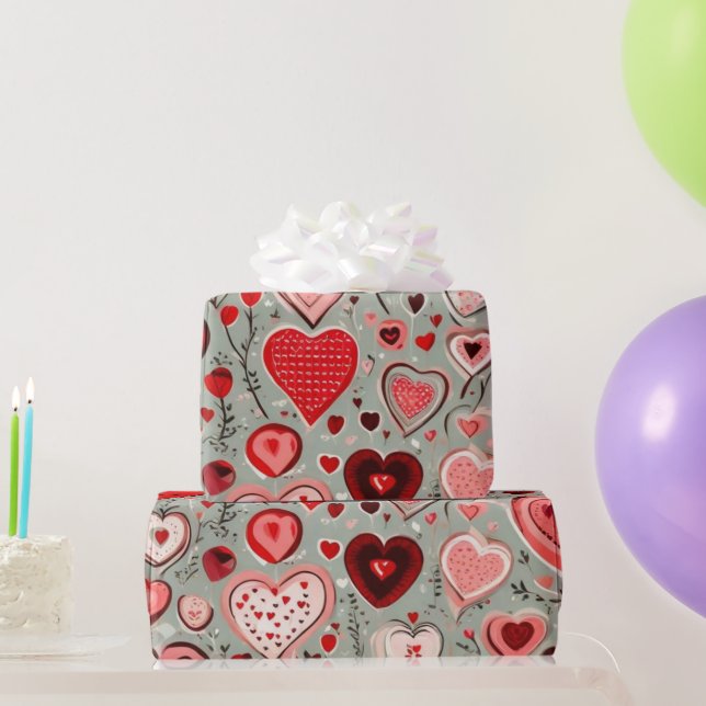 Valentine's day hearts Wrapping Paper (Party Gifts)
