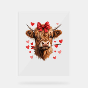 Valentines Day Highland Cow Funny Hearts Valentine Acrylic Sign
