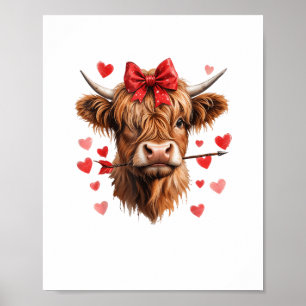 Valentines Day Highland Cow Funny Hearts Valentine Poster