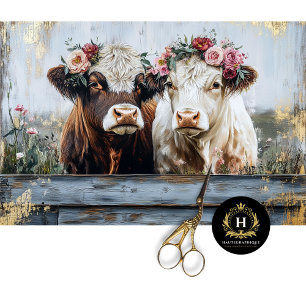 Valentines Day Highland Cow Rustic Decoupage Tissue Paper