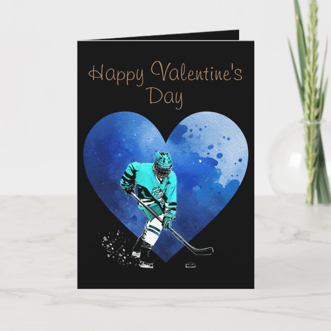 Valentine's Day Hockey Greeting Card  (Front)