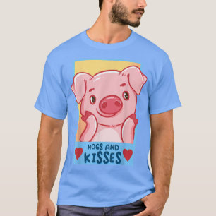 Valentine's Day Hogs And Kisses Valentine Pig Hear T-Shirt