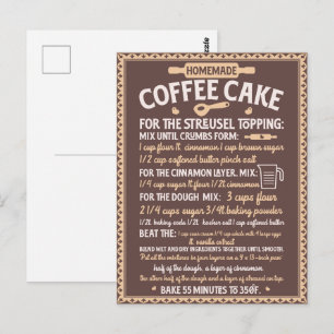 Valentine's Day Homemade Coffee Cake Recipe Postcard