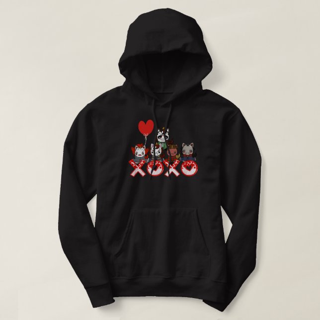 Valentine's day Horror Movies Unicorn XOXO Valenti Hoodie (Design Front)