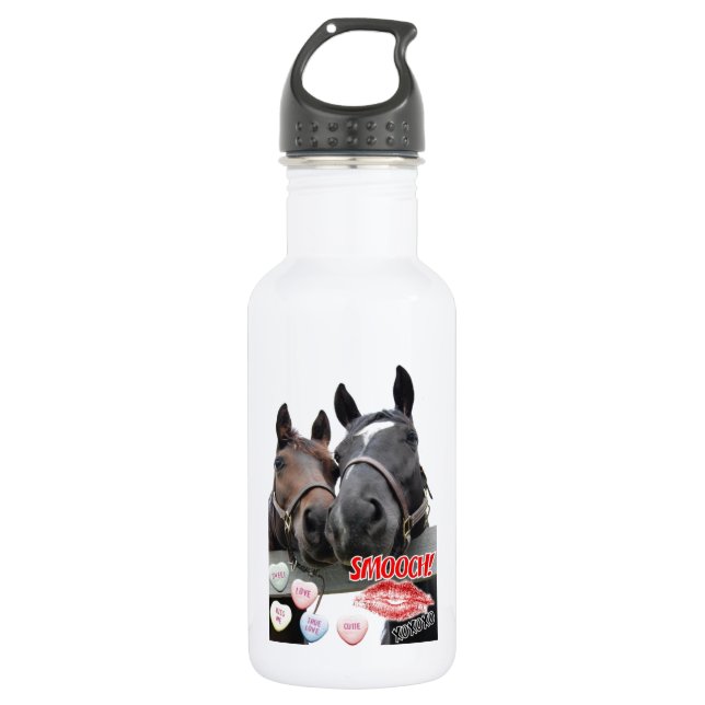 Valentine's Day Horses 532 Ml Water Bottle (Front)