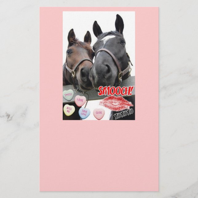 Valentine's Day Horses Stationery (Front)